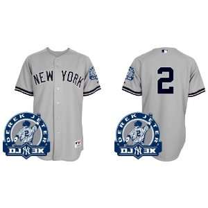 : New York Yankees MLB Jerseys #2 Derek Jeter GREY Authentic BASEBALL 