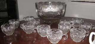 Lancaster Glass Co ROYAL Punch Bowl Set with 22 cups  