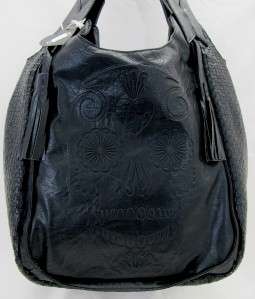 Loungefly Black Skull Woven Hobo Bag Purse Gothic NEW  
