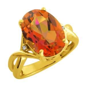   Twilight Orange Oval Mystic Quartz and Topaz Gold Plated Silver Ring