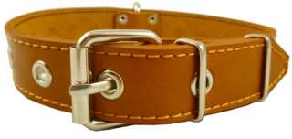 15 19 Real Double Ply Leather Dog Collar Studs 1.25wide Light Brown 
