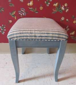 Ethan Allen Country Colors solid Maple Vanity Bench w. 667 Denim Blue 