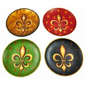  Set Of 4 Fleur De Lis Decorative Ceramic Plates