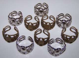 10 RING Base Blanks Finding Setting Brass Silver Rings Mix Steampunk 