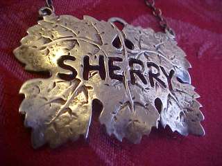 SHERRY Sterling Silver Liquor Decanter Label Bottle Tag  