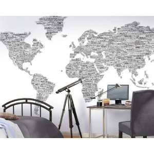  One World Black on White Pre Pasted Mural