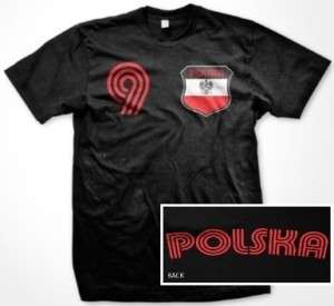 Polska Flag Retro Shield T Shirt Jersey Poland Soccer  
