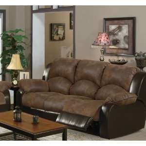  Reclining Sofa in Brown Suede and Leatherette