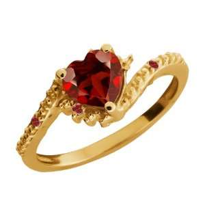   Ct Heart Shape Red Garnet Gold Plated Argentium Silver Ring Jewelry