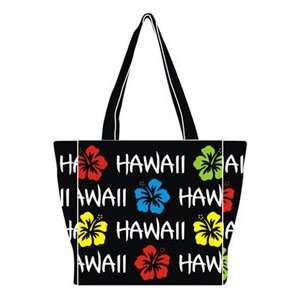  Hawaiian Canvas Tote Bag Robin Ruth Black White Rainbow 