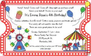 CARNIVAL TICKET INVITATIONS~Birthday Party~Circus~Kids  