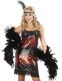    Womens Sexy Red Stretch Sequin Flapper Costume Dress: Clothing