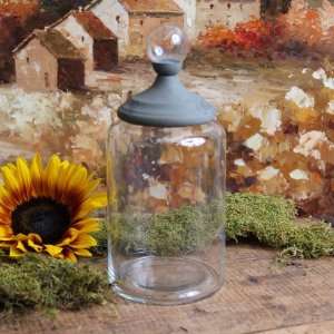  Shabby Cottage Chic Round Glass Jar with Metal Lid
