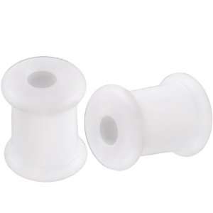 2G 2 gauge 6mm   White Implant grade silicone Double Flared Flare 