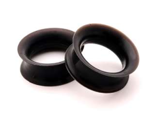 Pair of Black Silicone Tunnels set gauges plugs PICK SIZE flexible 
