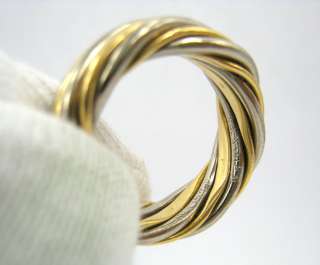 Vintage VCA Van Cleef & Arpels 18K White & Yellow Gold Twisted Band 