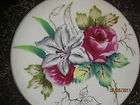 VIntage hand painted orchid rose compote footed dish ba