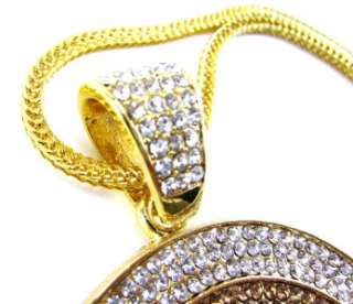 FULLY Iced Out Soulja Boy Yums Pendant & 36 Gold Franco Chain Hip Hop 