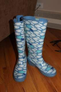     Sider Fishy Fish Rubber Waterproof Rain Boots Womens size 5M  