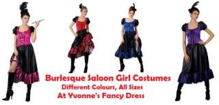 Burlesque Wild West Saloon Girl Fancy Dress Costume  